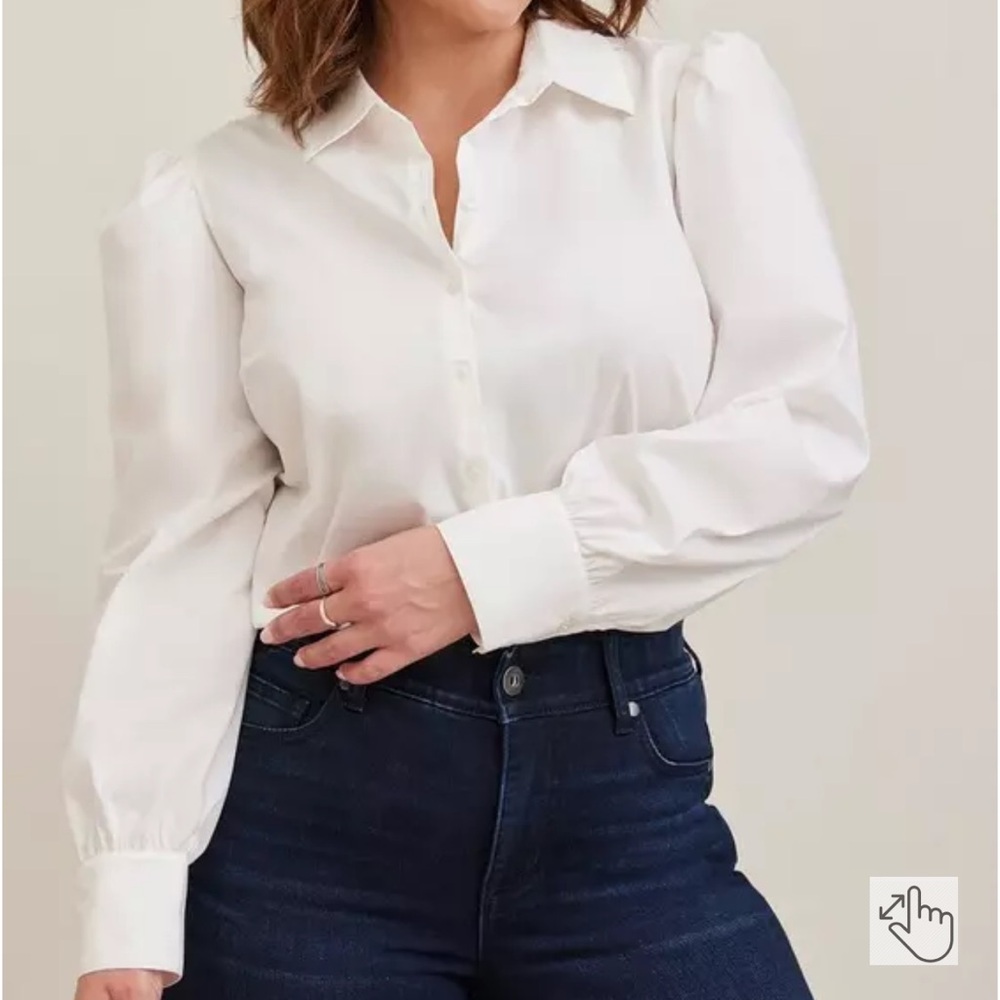 Torrid Poplin Puff Sleeve Button Down Top